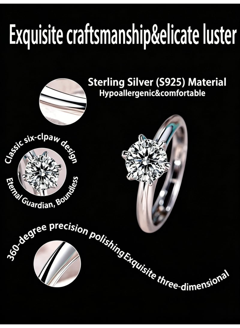 Field 2 Carat Moissanite Women's Ring , wedding ring,engagement ring, S925 Rhodium Plated ,Adjustable Size , Luxury Gift Box , Ready to Gift - Image 4