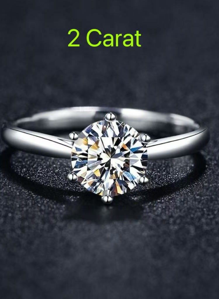 Field 2 Carat Moissanite Women's Ring , wedding ring,engagement ring, S925 Rhodium Plated ,Adjustable Size , Luxury Gift Box , Ready to Gift - Image 1