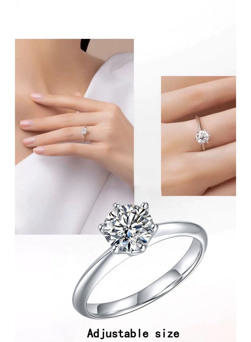 Field 2 Carat Moissanite Women's Ring , wedding ring,engagement ring, S925 Rhodium Plated ,Adjustable Size , Luxury Gift Box , Ready to Gift - Image 4