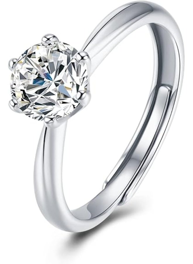 Field 2 Carat Moissanite Women's Ring , wedding ring,engagement ring, S925 Rhodium Plated ,Adjustable Size , Luxury Gift Box , D Color VVS1 Clarity - Image 2