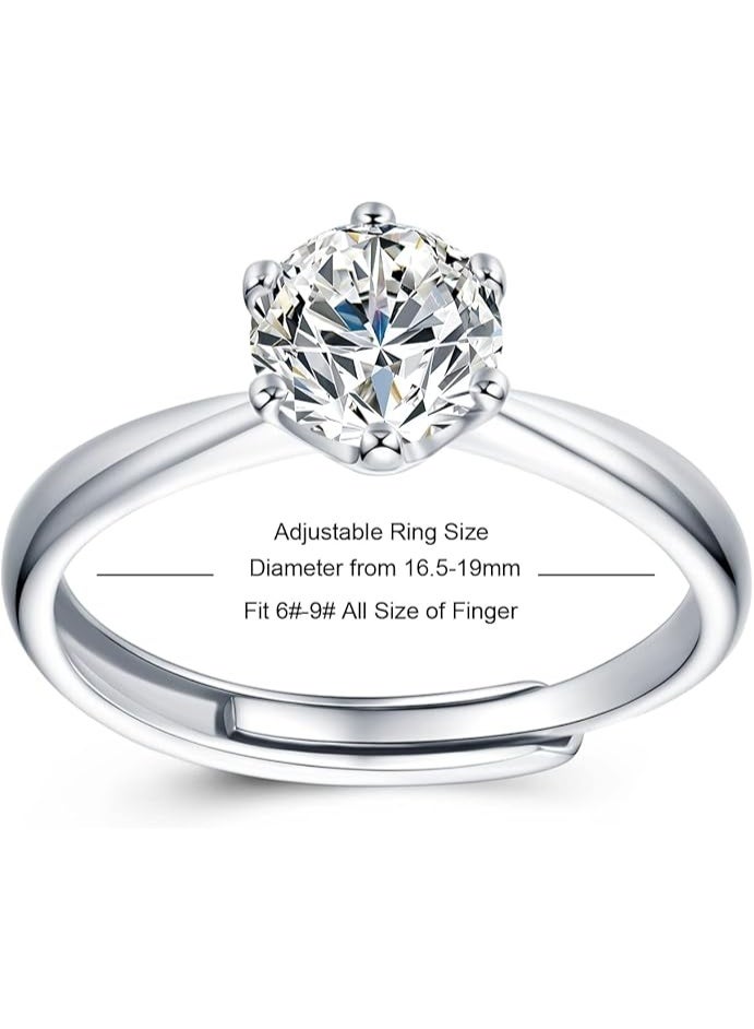 Field 2 Carat Moissanite Women's Ring , wedding ring,engagement ring, S925 Rhodium Plated ,Adjustable Size , Luxury Gift Box , D Color VVS1 Clarity - Image 4