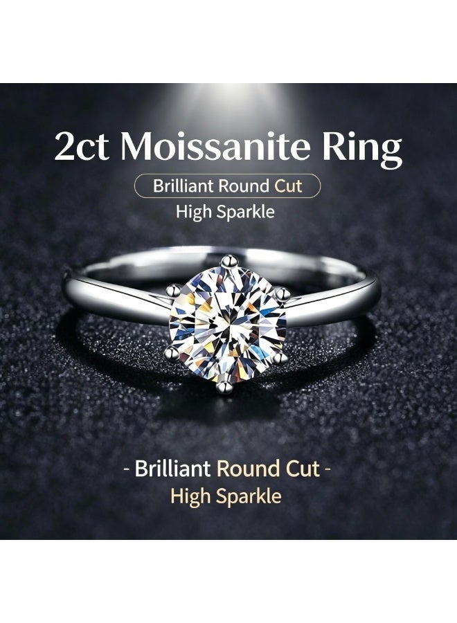 Field 2 Carat wedding ring,engagement ring,Moissanite ring,Thickened 24K gold platend, fade-resistant.，925 Rhodium Plated ,Adjustable Size , Luxury Gift Box , D Color VVS1 Clarity - Image 3