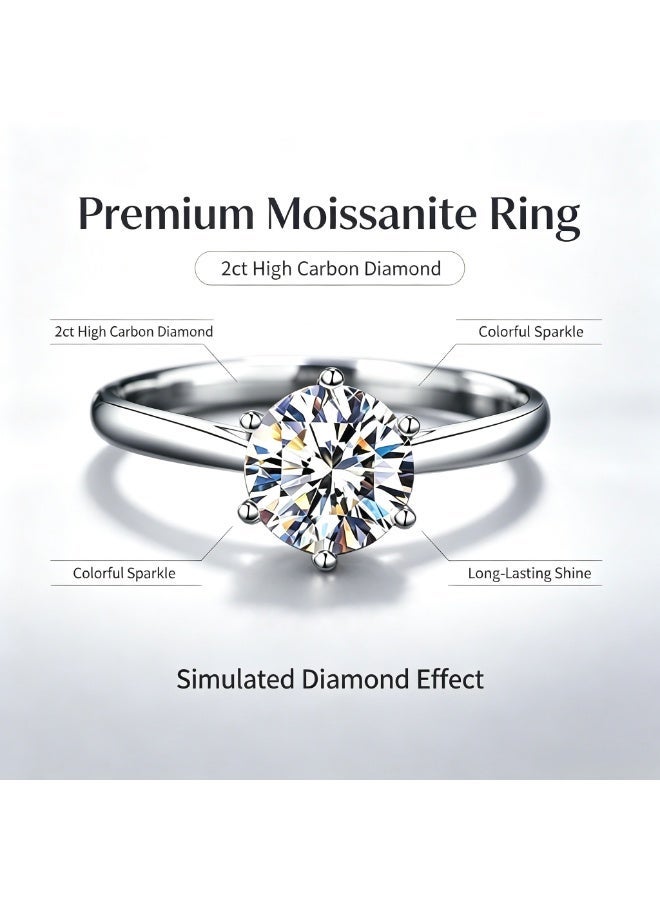 Field 2 Carat wedding ring,engagement ring,Moissanite ring,Thickened 24K gold platend, fade-resistant.，925 Rhodium Plated ,Adjustable Size , Luxury Gift Box , D Color VVS1 Clarity - Image 4