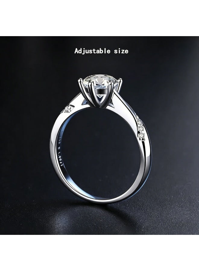 حقل خاتم زفاف ومشاركة بوزن قيراطين، خاتم من مويسانيت، مطلي بذهب عيار 24 قيراط مكثف، مقاوم للتلاشي، مطلي بالروديوم على قاعدة من الفضة 925، قابل لتعديل الحجم، يأتي مع صندوق هدايا فاخر، نقاء D ودرجة نقاء VVS1. - Image 3