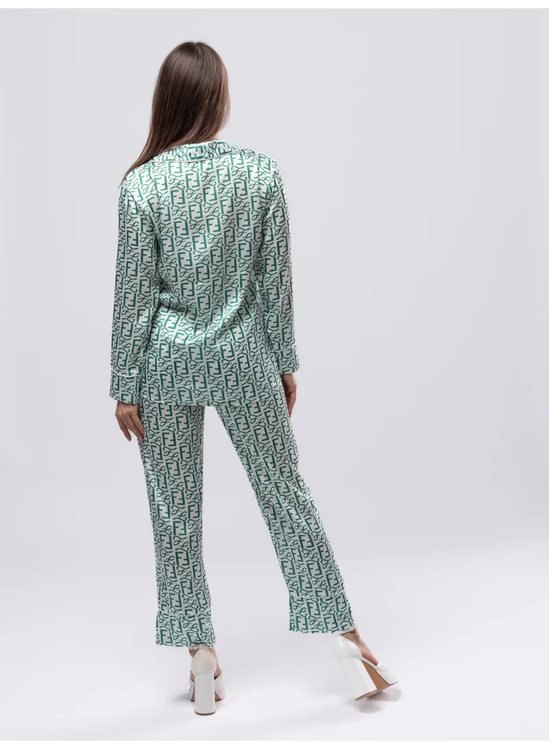 فاشونارا طقم قميص وبنطلون بتصميم & من قطعتين