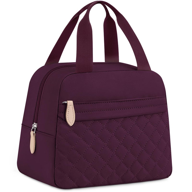 ELONGRIVER Insulated Lunch Bag for Women, Portable Lightweight Lunch Box for Adults, Reusable Small Lunch Tote Cooler Bags with Front Zipper Pocket for Work School Picnic(Wine Red) - Image 1