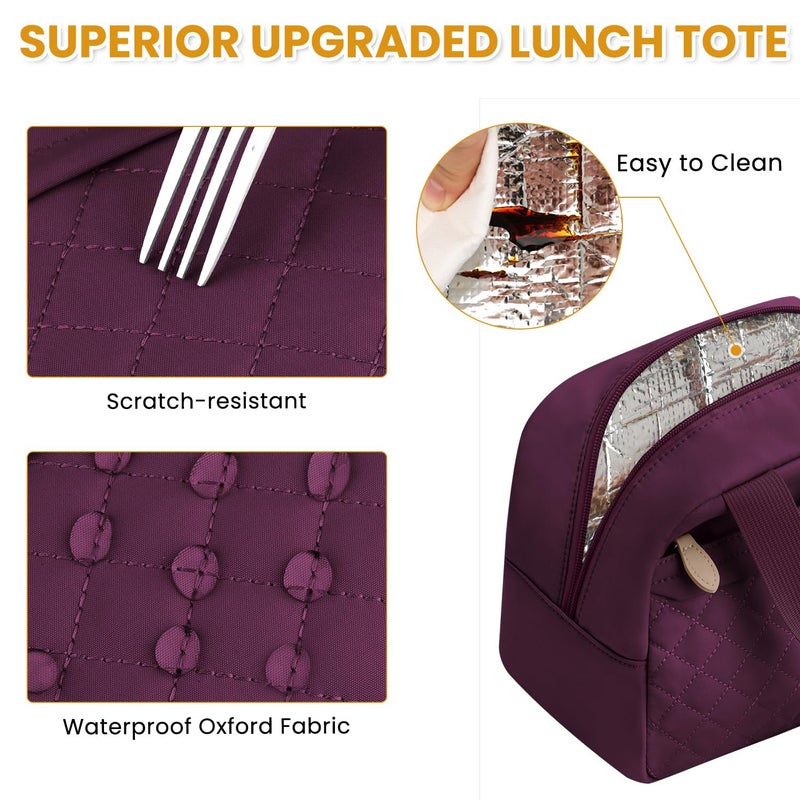 ELONGRIVER Insulated Lunch Bag for Women, Portable Lightweight Lunch Box for Adults, Reusable Small Lunch Tote Cooler Bags with Front Zipper Pocket for Work School Picnic(Wine Red) - Image 5