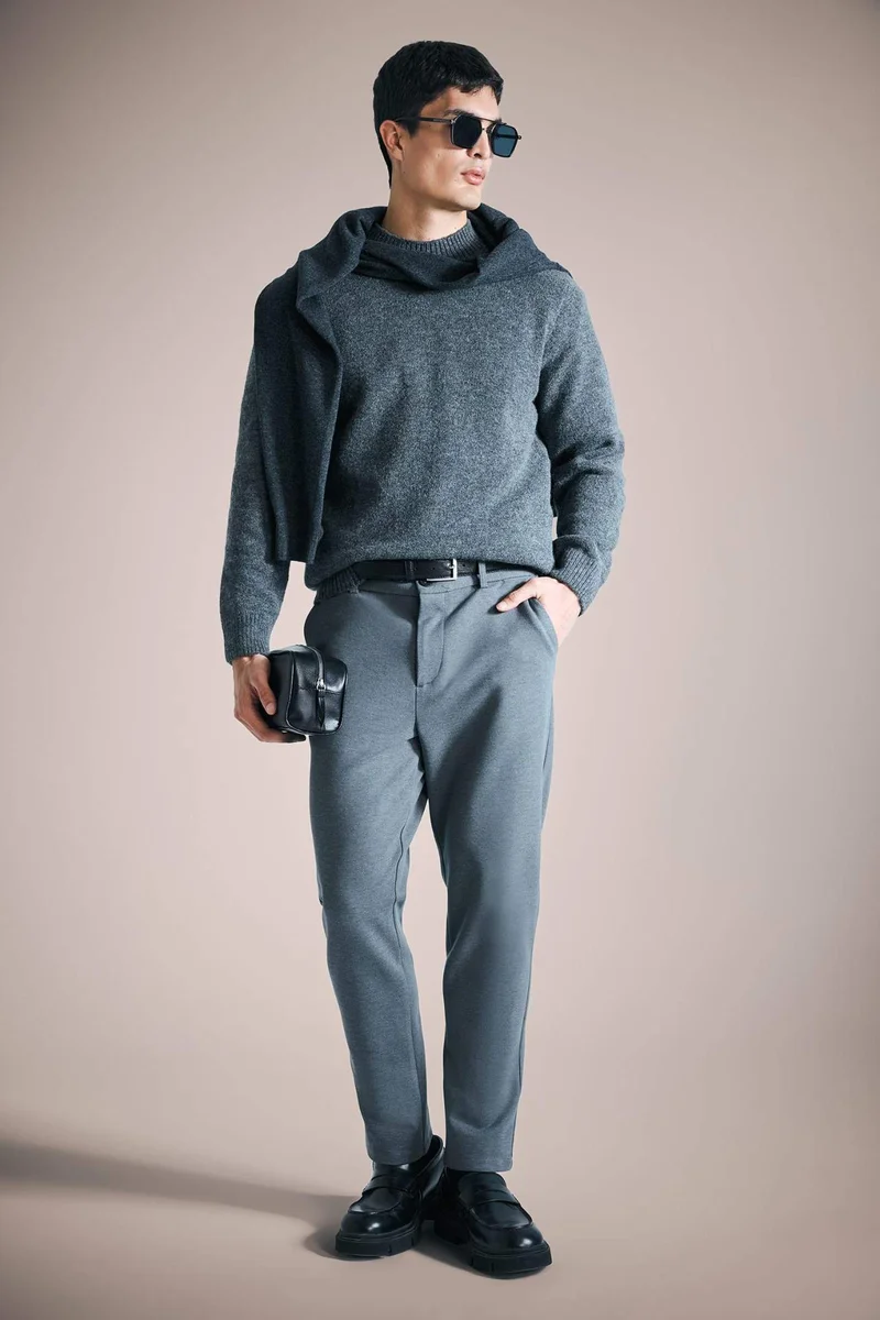 ديفاكتو Tailored Regular Fit Straight Leg Trousers