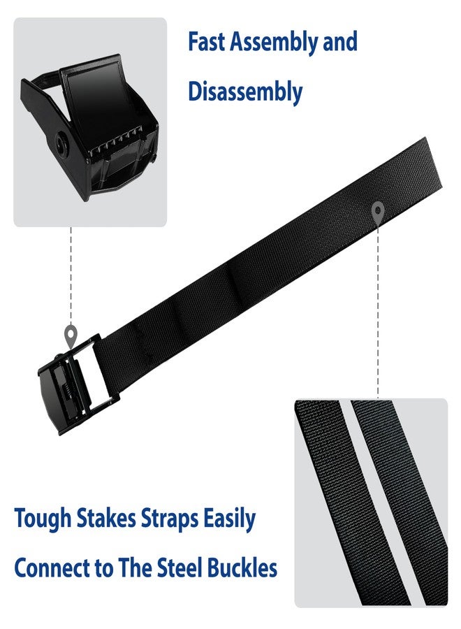 Tradesparker Trampoline Anchors & Stakes Kit with 4 Strong Belts, Heavy Duty Anchor Corkscrew Steel Ground Stakes for Trampolines, Garden & Outdoor Use,Black - Image 2