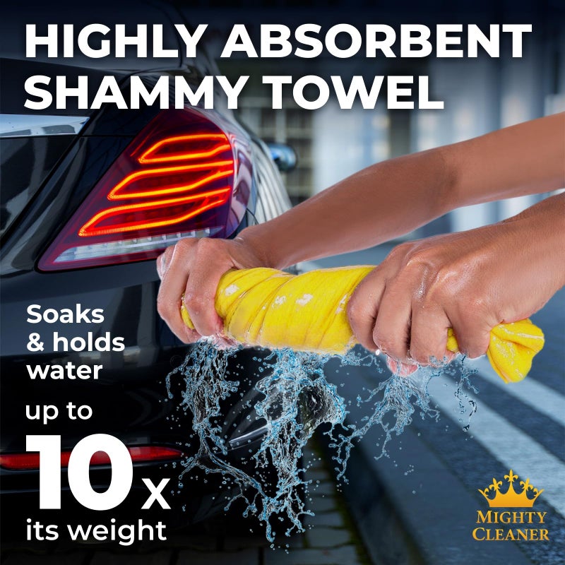Mighty Cleaner Premium Shammy Cloth for Car Drying - 26â€x17â€ - Super Absorbent Chamois Towel for Car - Scratch-Free, Reusable & Soft - Image 2