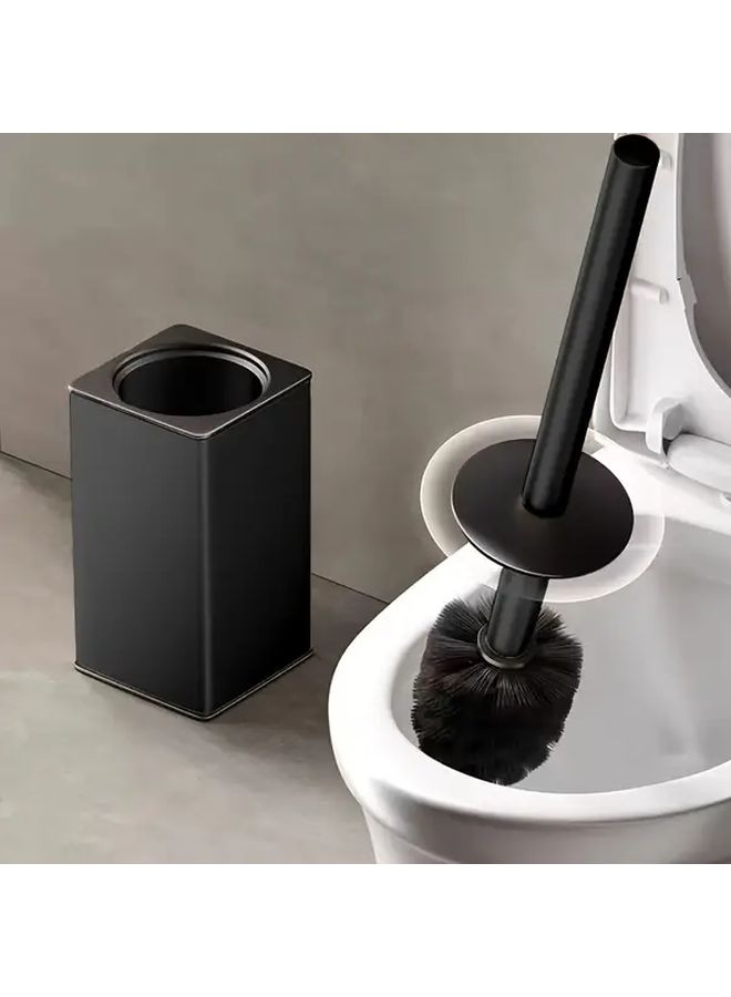 Long Handle Stainless Steel Toilet Brush Holder With Splash Guard Silvery - Image 2