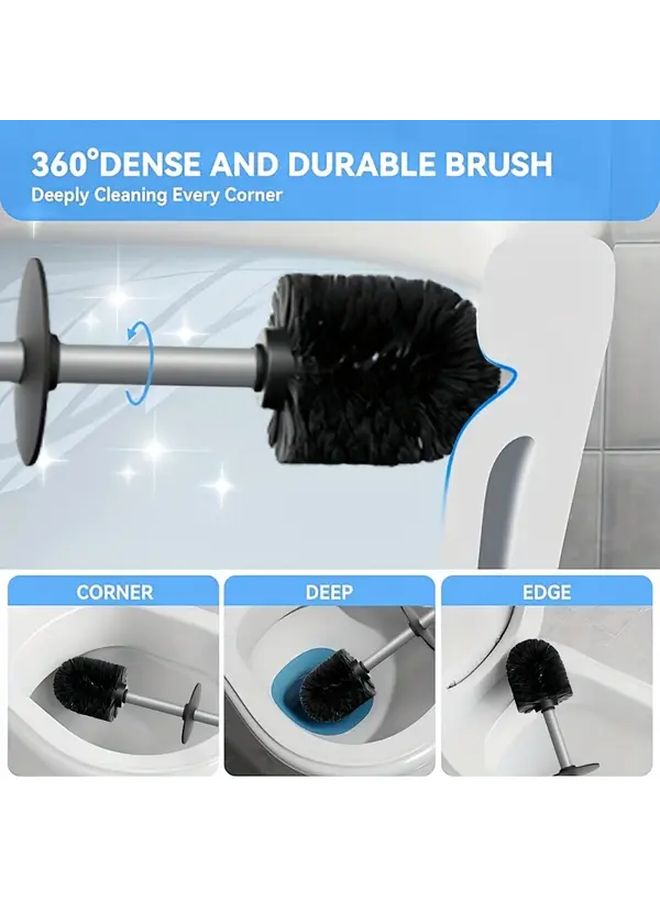 Long Handle Stainless Steel Toilet Brush Holder With Splash Guard Silvery - Image 4