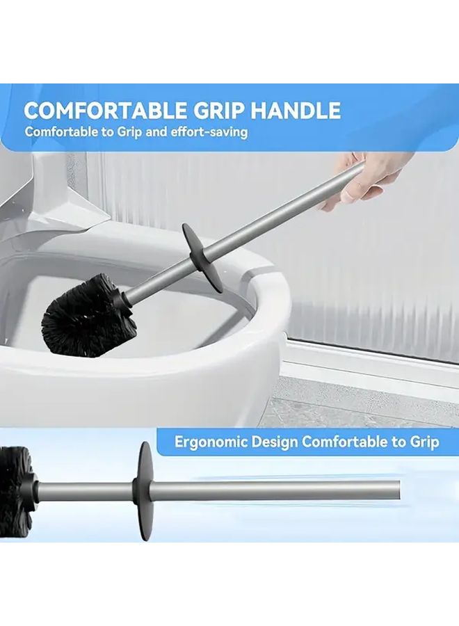 Long Handle Stainless Steel Toilet Brush Holder With Splash Guard Silvery - Image 5