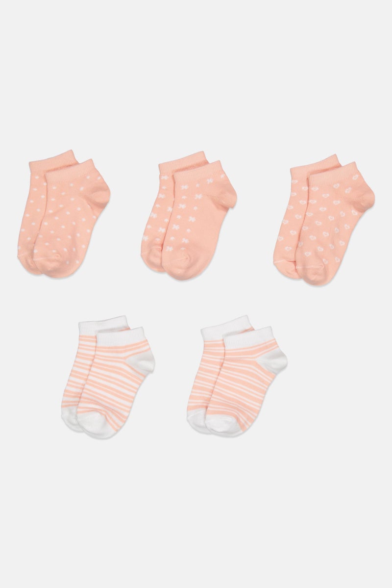 bebe Kids Girl 5 Pairs Allover Print Ankle Socks, Multicolor - Image 3