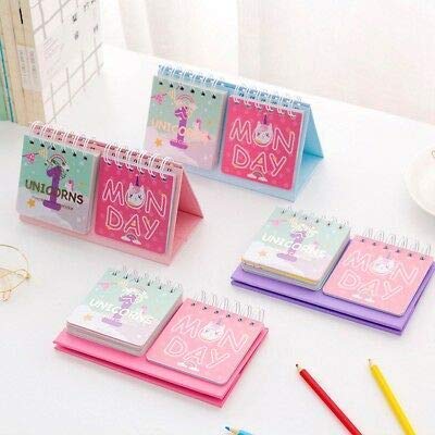 Tera13 TERA 13 (1 pcs) Unicorn Theme Desk Cale-ndar, Daily Date Universal Calendar, 12 Months Calen-dar for Kids Girls, Spiral Foldable Flip Calendar - Image 2