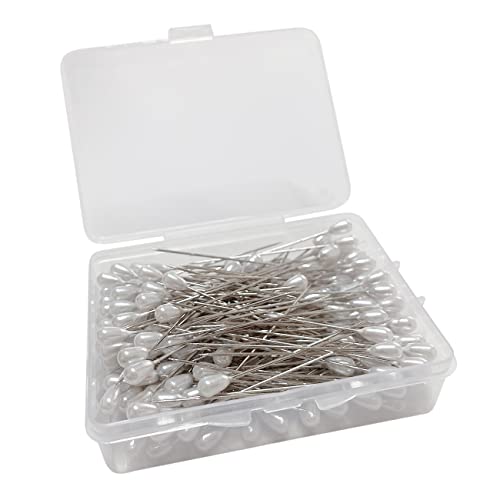 monochef 100pcs Corsage Boutonniere Pins Teardrop Pearl Head Pins Bouquet White Straight Head Pins for DIY Crafts Jewelry Making Sewing Wedding Flower Decorations - Image 5