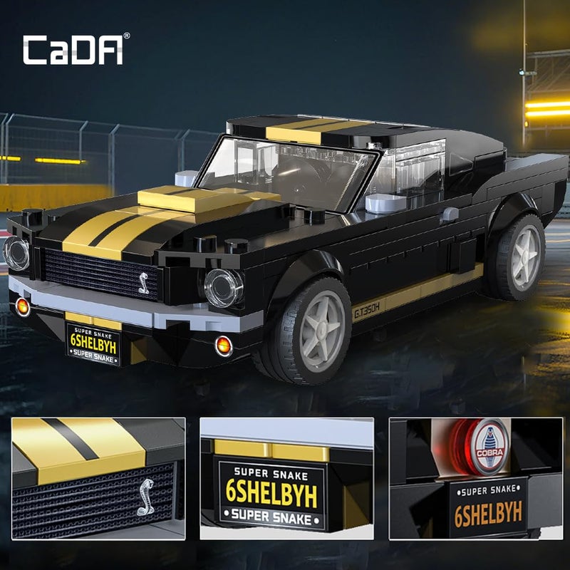 CaDA C55034W Shelby GT 350H Mustang Black Supercar Building Block Model, 285 Pieces, 1:24 Scale, Adult Collectible Toy - Image 4