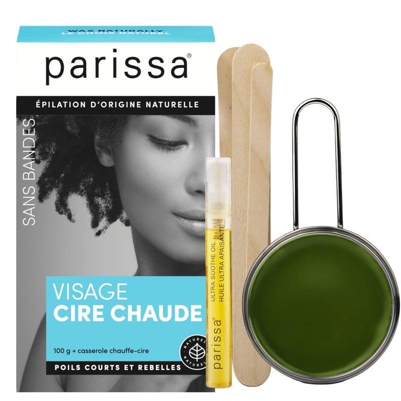parissa طقم شمع الوجه والشفتين الطبيعي من باريسا | شمع ساخن بدون شرائط لإزالة الشعر الخشن من الوجه | تركيبة للبشرة الحساسة مع زيت ما بعد الشمع | 3.5 أونصة (100 جرام) - Image 2