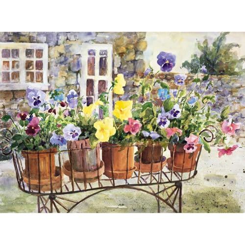 Ledgebay DIY Paint by Numbers Kit for Adults Unframed Canvas Beginner to Advanced Paint by Numbers Kit,Kits Include Acrylic Paint Set, Brushes & Tabletop Easel, (Rita Pansies 16"x20" Unframed) - Image 1