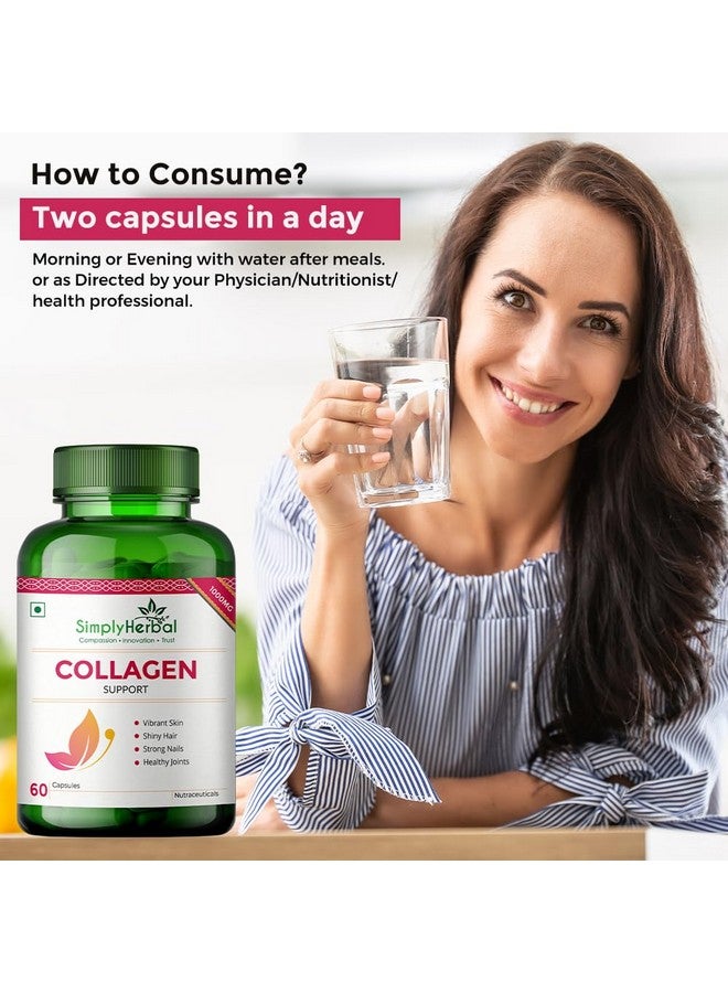 Simply Herbal بناء الكولاجين العشبي البسيط 1000 ملغ مع البيوتين وفيتامين C للشعر والبشرة والأظافر، مكمل غذائي نباتي للنساء والرجال (60 كبسولة) - Image 5