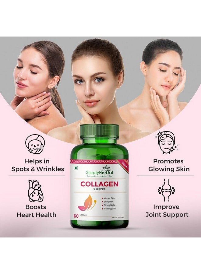 Simply Herbal بناء الكولاجين العشبي البسيط 1000 ملغ مع البيوتين وفيتامين C للشعر والبشرة والأظافر، مكمل غذائي نباتي للنساء والرجال (60 كبسولة) - Image 4