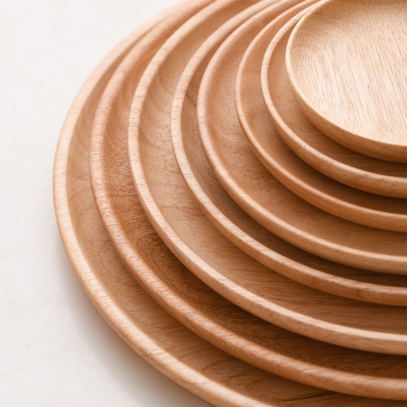 El Tray Household Snack Plate Barbecue Plate Salad Plate Tableware Tea Tray Dinner Plate Rubber Wood Fruit Plate - Image 4