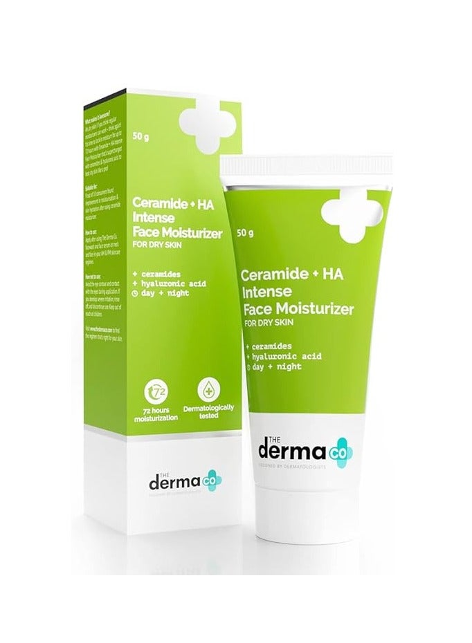 ذا ديرما كو مرطب مكثف بالسيراميد وحمض الهيالورونيك مع حمض الهيالورونيك للبشرة الجافة | يُصلح البشرة الجافة والباهتة والمتهيجة | يُحافظ على ترطيب البشرة، ويُعالج التصبغات وحب الشباب | للاستخدام ليلاً ونهاراً - ٥٠ غرام - Image 1