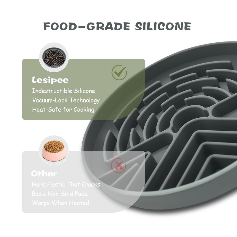 Lesipee Slow Feeder Dog Bowl for Large & Small Dogs, Anti Choking Puzzle Dog Food Bowl with Non-Slip Base, Interactive Pet Slow Eating Tool, Silicone Cat Feeding Mat for Puppies & Cats(Grey) - Image 5
