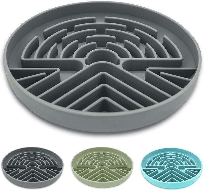 Lesipee Slow Feeder Dog Bowl for Large & Small Dogs, Anti Choking Puzzle Dog Food Bowl with Non-Slip Base, Interactive Pet Slow Eating Tool, Silicone Cat Feeding Mat for Puppies & Cats(Grey) - Image 1