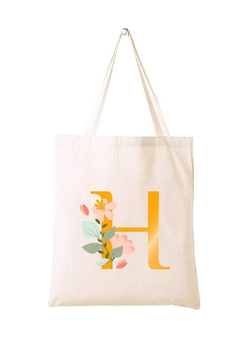 PRINTSHOP4ME Initial Letters Printed Canvas Cotton Tote Bag For Women-Party Gift Idea And Cotton Gift Bag,Reusable Bag - Image 1