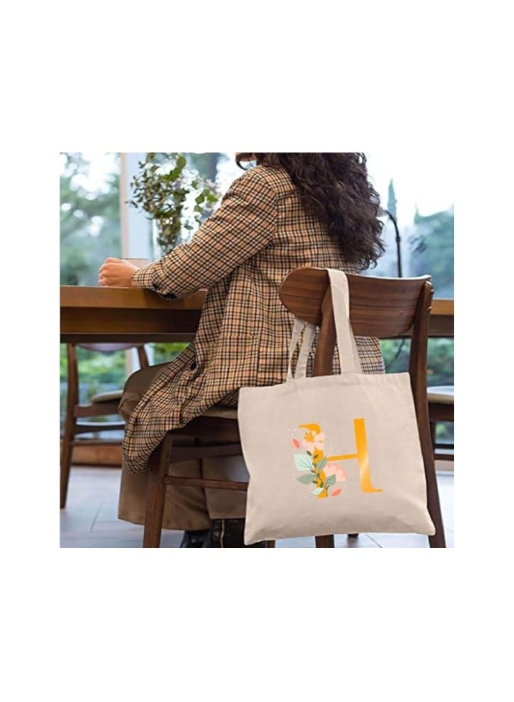 PRINTSHOP4ME Initial Letters Printed Canvas Cotton Tote Bag For Women-Party Gift Idea And Cotton Gift Bag,Reusable Bag - Image 3