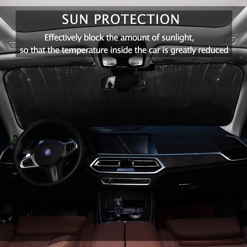 Oarencol Cute Strawberry Car Windshield Sun Shade Butterfly Flower Pink Floral Foldable UV Ray Sun Visor Protector Sunshade to Keep Your Vehicle Cool (55" x 27.6") - Image 5