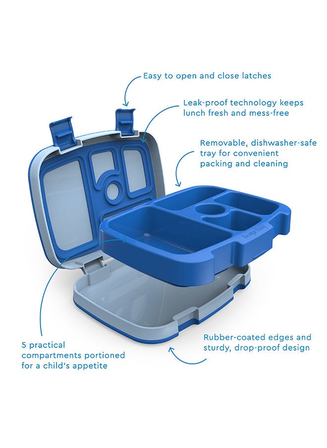 Bentgo - Kids Leak Proof, 5 - Compartment Bento - Style Kids Lunch Boxideal Portion Sizes For Ages 3 To 7, Bpa - Free, Dishwasher Safe , Food - Safe Materials, 2 - Year Warranty (Blue) - Image 1