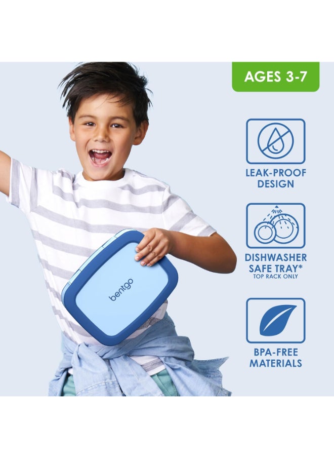 Bentgo - Kids Leak Proof, 5 - Compartment Bento - Style Kids Lunch Boxideal Portion Sizes For Ages 3 To 7, Bpa - Free, Dishwasher Safe , Food - Safe Materials, 2 - Year Warranty (Blue) - Image 1