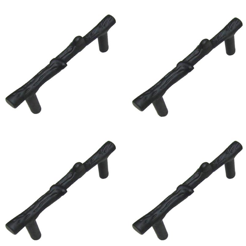 Jinyuanchao 3 Inch Hole Center Black Twig Cabinet Pulls Alloy Rustic Branch Drawer Pulls and Handles for Dresser Cupboard Closet Kitchen Hardware 4 Pack