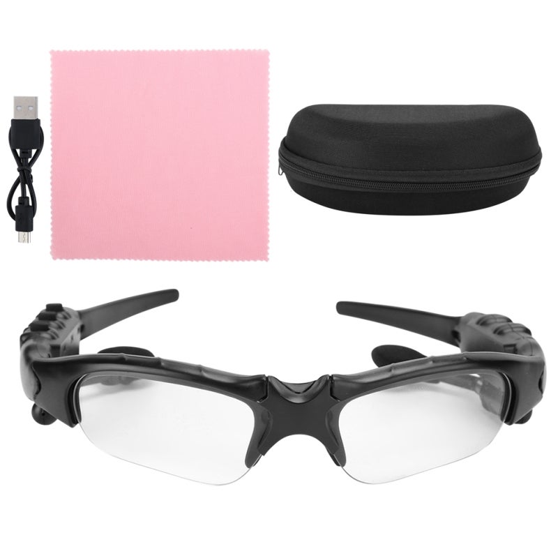 Bluetooth Sunglasses Headphone Transparent Ergonomic All-Face-Shape Sunglasses Headphone - Heat-Resistant Flexible Frame Bone Conduction Sunglasses for Outdoor Travel Driving - Image 1