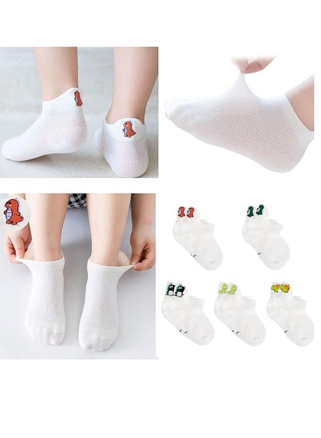 5 Pairs Of Thin Mesh Socks For Boys And Girls, Cotton Low-Cut Lnvisible Socks For Kids Ages 6-8  - Image 4