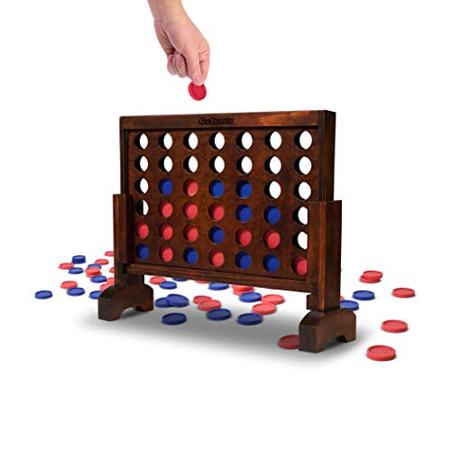 GoSports 1 Foot Width Premium 4 in a Row Game Dark Wood Stain with Connect Coins, Portable Case and Rules - Image 4