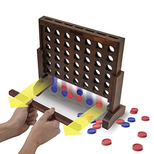 GoSports 1 Foot Width Premium 4 in a Row Game Dark Wood Stain with Connect Coins, Portable Case and Rules - Image 3