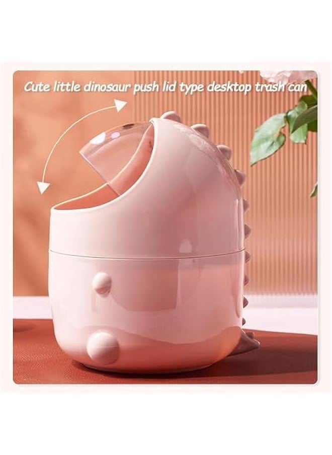 HOOKOR Gal Mini Desktop Trash Can with Lid, Cute Little Dinosaur Countertop Garbage Bin, Plastic Tiny Tabletop Wastebasket for Table Trash Cans Storage Buckets (Pink)  - Image 2