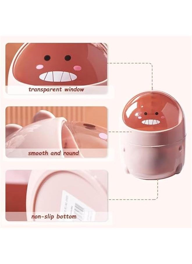 HOOKOR Gal Mini Desktop Trash Can with Lid, Cute Little Dinosaur Countertop Garbage Bin, Plastic Tiny Tabletop Wastebasket for Table Trash Cans Storage Buckets (Pink)  - Image 3