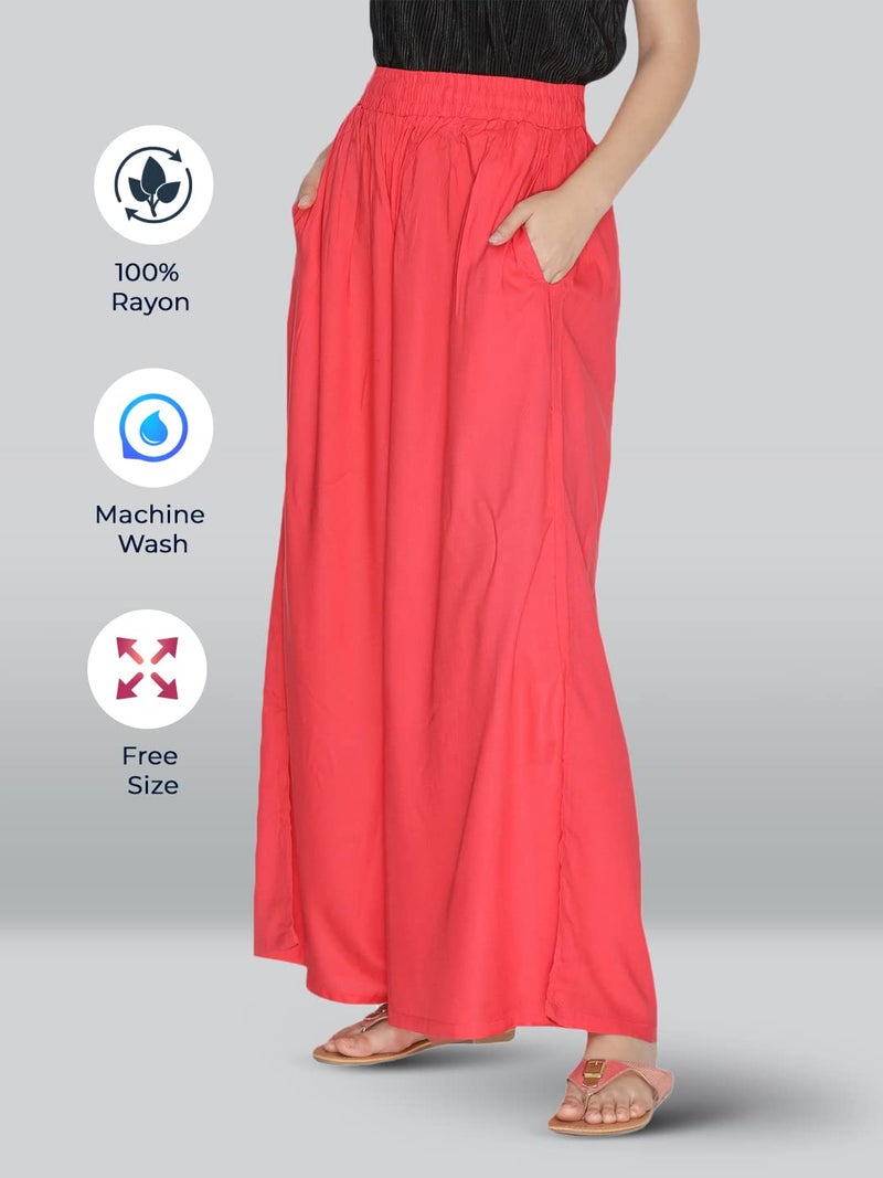Lyra Women's Rayon Solid Palazzo | Free Size | Pack of 1 Pink - Image 2