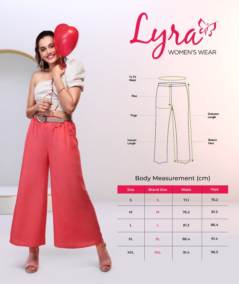 Lyra Women's Rayon Solid Palazzo | Free Size | Pack of 1 Pink - Image 5