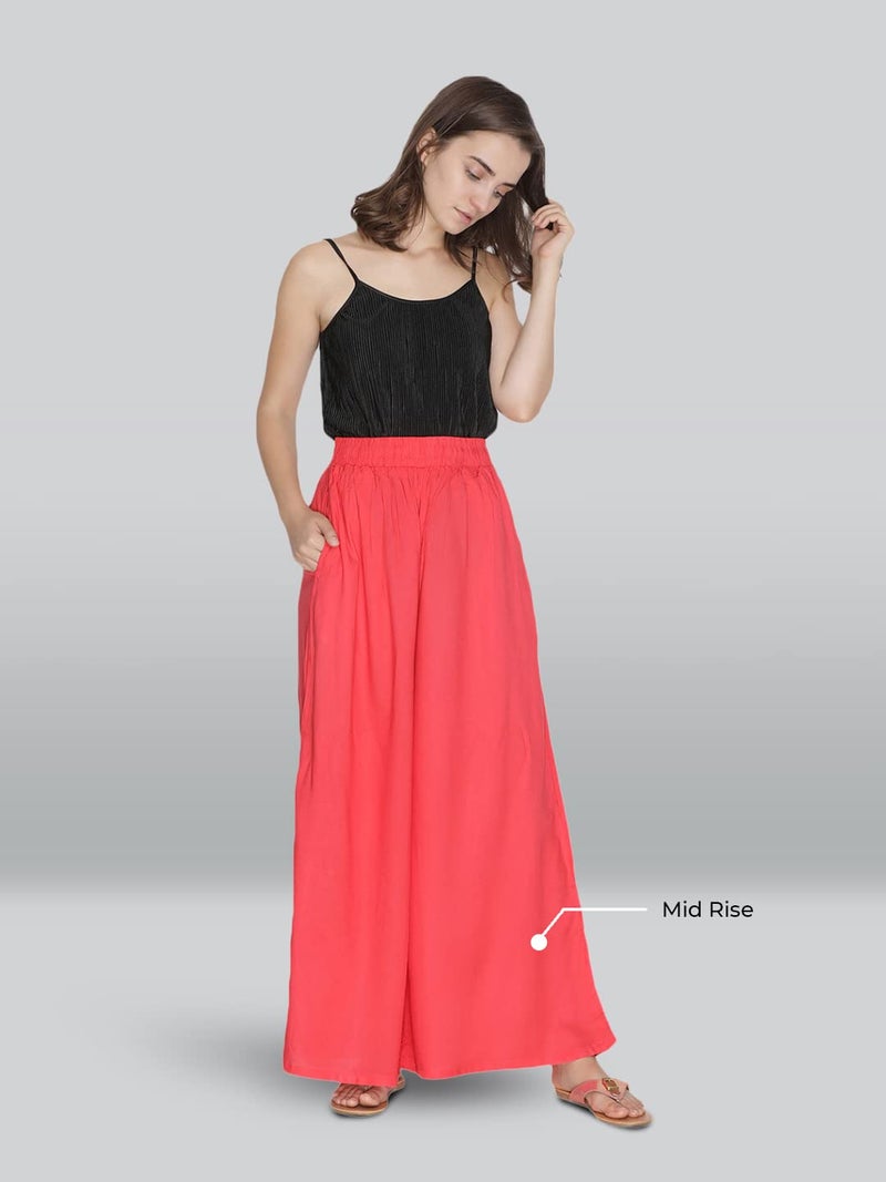 Lyra Women's Rayon Solid Palazzo | Free Size | Pack of 1 Pink - Image 4