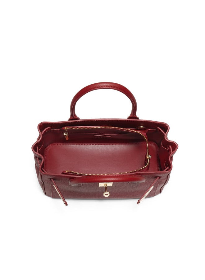 Belle Year Of The Horse Series Women's Bag Textured Litchi Grain Genuine Leather Birkin Bag Gift Handbag Wedding Bag X7348ax6 Qiji Red - Image 5