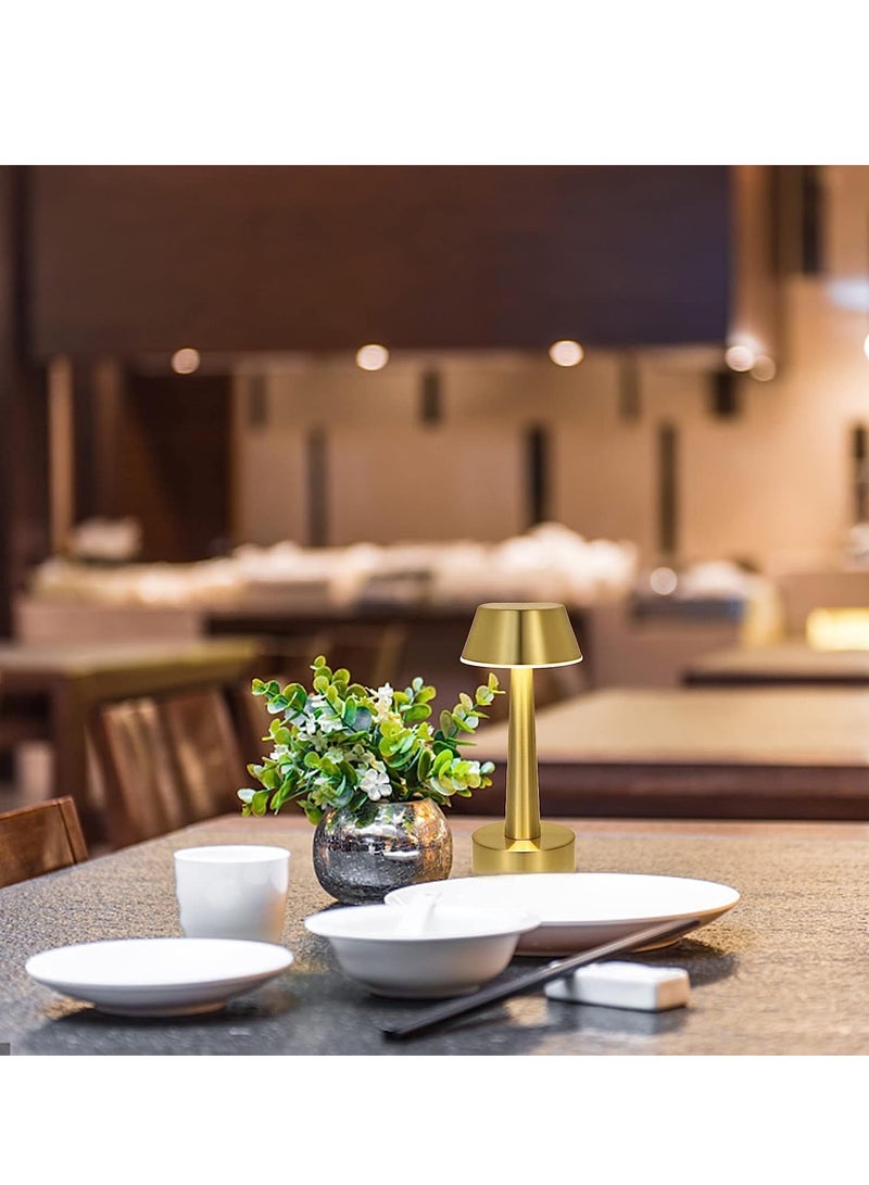 Rechargeable Cordless Table Lamp, Portable Battery Operated Lamp, Touch Sensor Dimmable Metal Industrial Gold Bedside Night Light Lamps for Bedroom Living Dining Room Restaurant Bar Hotel - Image 4