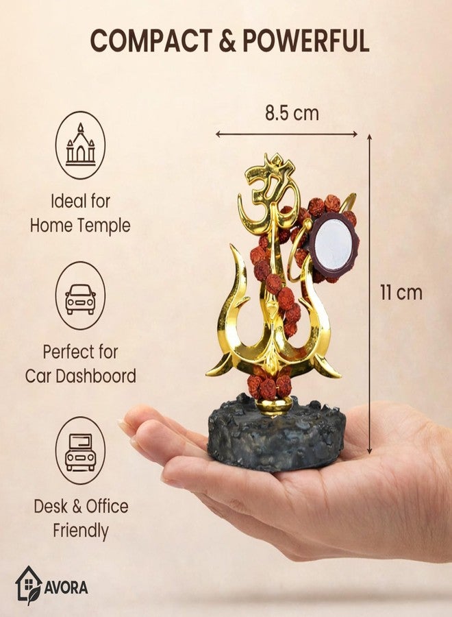AVORA Resin Mahadev Trishul Murti for Home Temple, Car Dashboard & Office | Compact Lord Shiva Idol for Puja, Meditation & Spiritual Decor | Shiv Showpiece 8.5×6.5×11 cm - Image 2