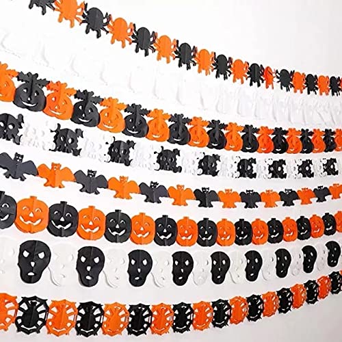 PartysantheHalloween Paper Chain Garland DecorationsHalloween Decorations Pumpkin Props Paper GarlandHalloween Props Party Supplies Hanging Pumpkin Faces BlackOrange and White Any 2pcs - Image 2