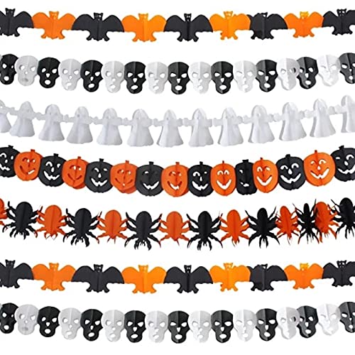 PartysantheHalloween Paper Chain Garland DecorationsHalloween Decorations Pumpkin Props Paper GarlandHalloween Props Party Supplies Hanging Pumpkin Faces BlackOrange and White Any 2pcs - Image 1