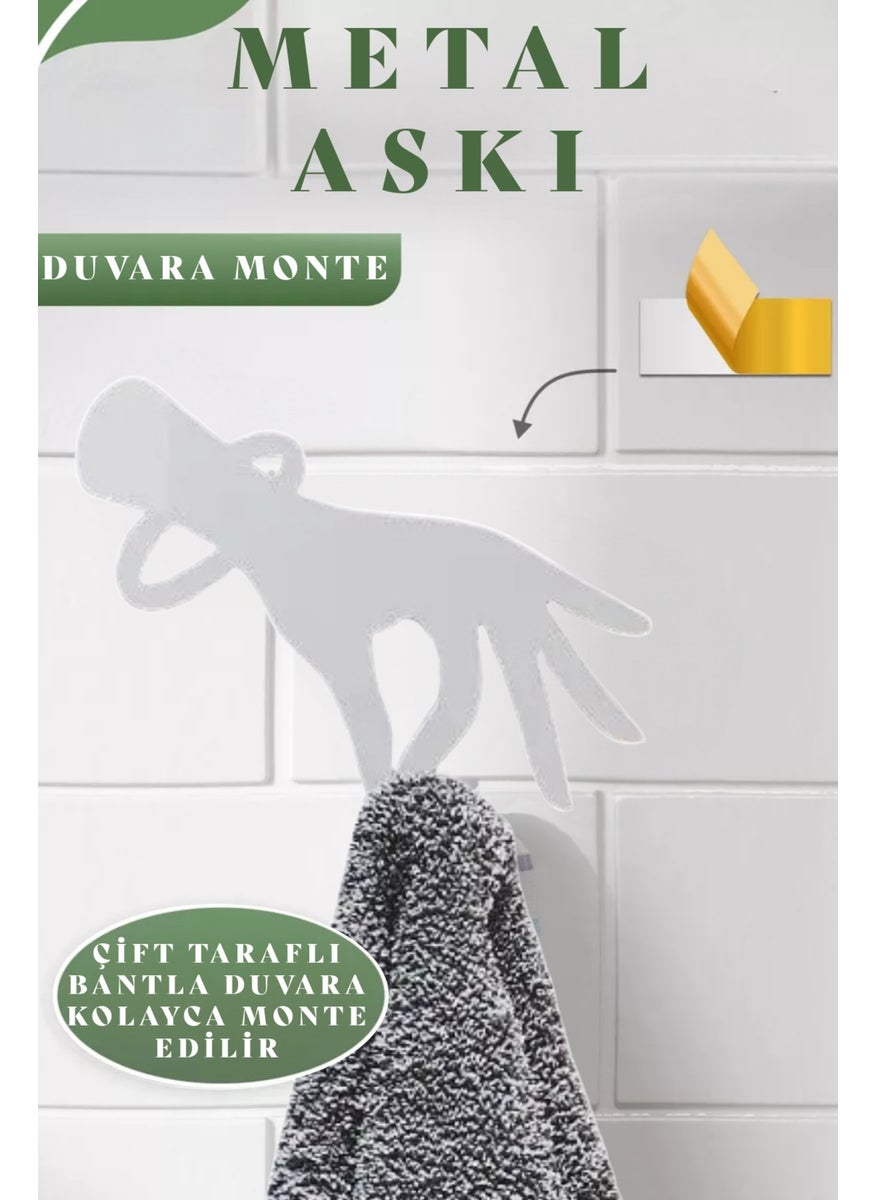 3Art Metal Metal Kitchen Adhesive Hanger - Wall Mounted Towel Holder Bathroom Hanger  - Image 2